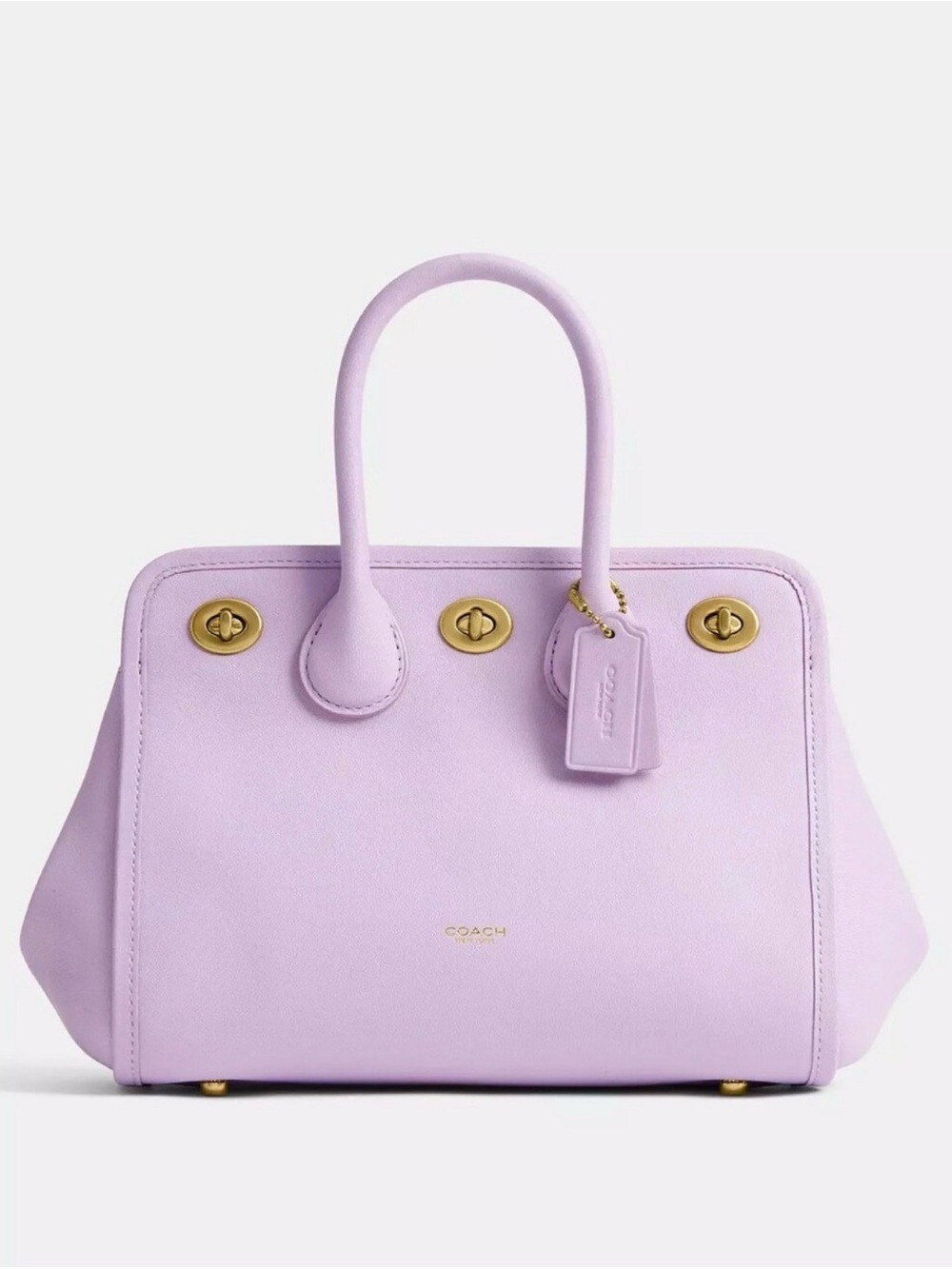 💜Coach NWT Light Orchid Turn Lock Tote22 Leather Satchel with Gold-Tone Hardware